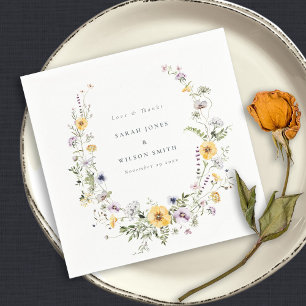 Serviette En Papier Merci Mariage de couronne de Fleur sauvage Lilac j