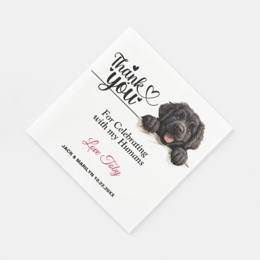 Serviette En Papier Merci Mariage de Terre-Neuve (Coin)