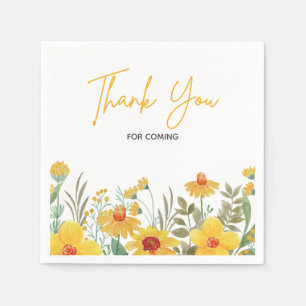 Serviette En Papier Merci Mariage d'illustration florale jaune