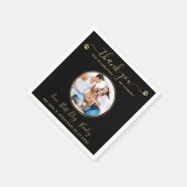 Serviette En Papier Merci Mariage d'or noir personnalisé chien animal  (Coin)