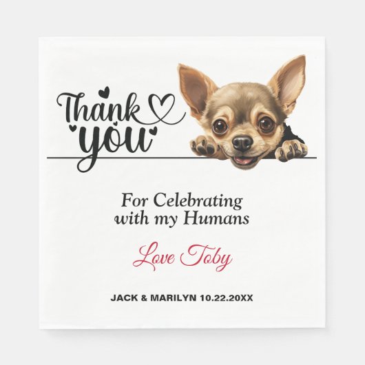 Serviette En Papier Merci Mariage du Chihuahua (Devant)