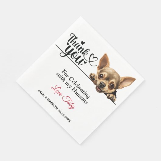 Serviette En Papier Merci Mariage du Chihuahua (Coin)