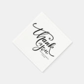 Serviette En Papier Merci Mariage lettres main noire (Coin)