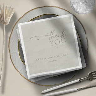Serviette En Papier Merci Mariage Neutre Chic Pastel Grey ID1020