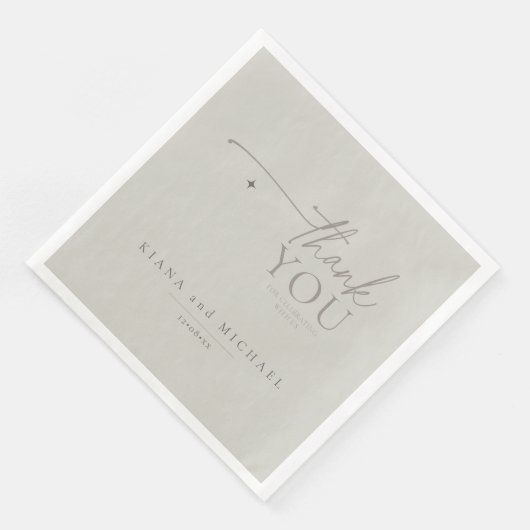 Serviette En Papier Merci Mariage Neutre Chic Pastel Grey ID1020 (Coin)