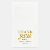 Serviette En Papier Merci Mariage noir et or personnalisé (Devant)