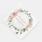 Serviette En Papier Merci Mariage romantique à fleurs roses (Coin)