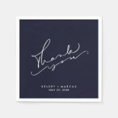 Serviette En Papier Merci Marine Mariage bleu (Devant)