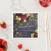 Serviette En Papier Merci marine or typographie mariage bordeaux (En situation)