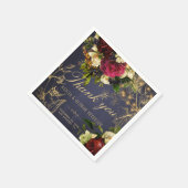 Serviette En Papier Merci marine or typographie mariage bordeaux (Coin)