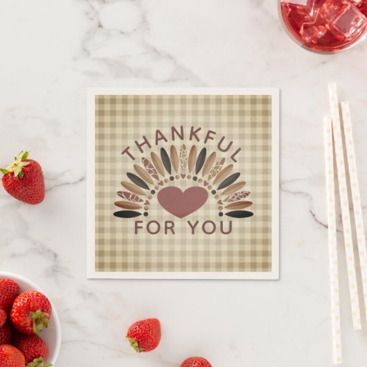 Serviette En Papier Merci MERCI POUR VOUS En vichy rustique (En situation)