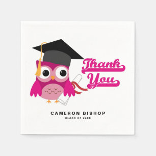 Serviette En Papier Merci mignon d'obtention du diplôme de hibou de