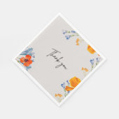 Serviette En Papier Merci moderne Floral Nastartium Bleu Botanique (Coin)