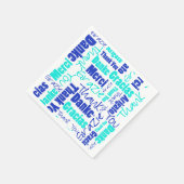 Serviette En Papier Merci multilingue bleu et turquoise (Coin)