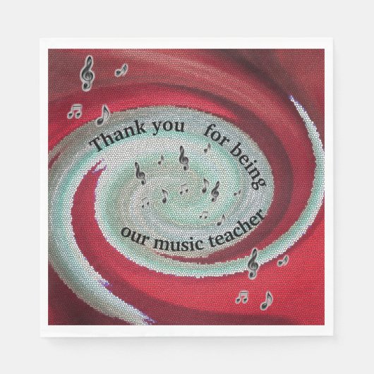 Serviette En Papier Merci Musique Enseignant Fin d'année Repas Retrait (Devant)