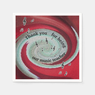 Serviette En Papier Merci Musique Enseignant Fin d'année Repas Retrait