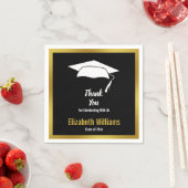 Serviette En Papier Merci Noir Blanc Gold Nom Graduation (En situation)