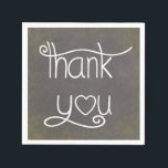 Serviette En Papier Merci noir et blanc Grunge Chalkboard Napkin<br><div class="desc">Ajoutez un peu de pizzazz à votre prochaine fête ou événement avec des serviettes de remerciement personnalisées. Les serviettes sont équipées d'un arrière - plan noir grunge en surbrillance, qui met en évidence un remerciement blanc dans une police de coeur tourbillonnant amusante. Les serviettes personnalisées sont parfaites pour tout événement...</div>