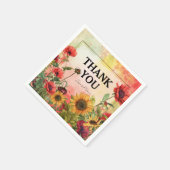 Serviette En Papier 🌻 Merci Pétales ensoleillés et fleurs d'ardoises (Coin)