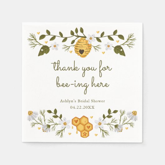 Serviette En Papier Merci pour Bee-ing Here Cocktail Napkins (Devant)