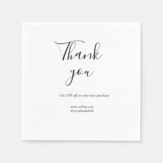 Serviette En Papier Merci pour le code de réduction de commande site s (Devant)
