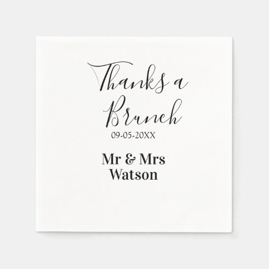 Serviette En Papier Merci pour un nom de brunch post-mariage date simp (Devant)