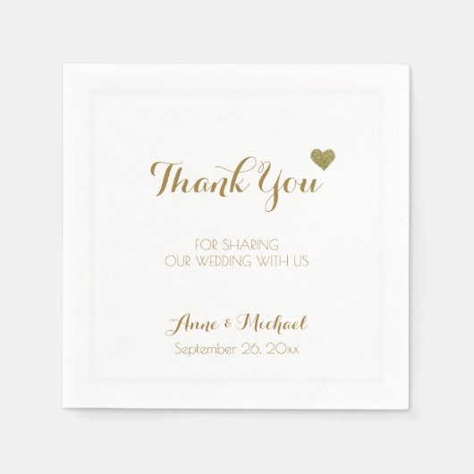 Serviette En Papier Merci réception de mariage (Devant)