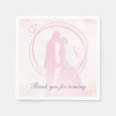 Serviette En Papier Merci Romantique rose Mariage Couple serviettes (Devant)