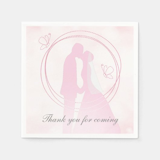 Serviette En Papier Merci Romantique rose Mariage Couple serviettes (Devant)