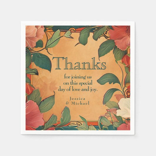 Serviette En Papier 🌹 Merci Rose Romance : Art Nouveau Splendor (Devant)