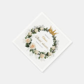 Serviette En Papier Merci Roses Blanches & Gypsophile (Coin)