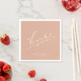 Serviette En Papier Merci Script Pêcher élégante serviettes de mariage