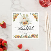 Serviette En Papier Merci Sunflowers Citrouille blanc Thanksgiving (En situation)