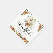 Serviette En Papier Merci Sunflowers Citrouille blanc Thanksgiving (Coin)