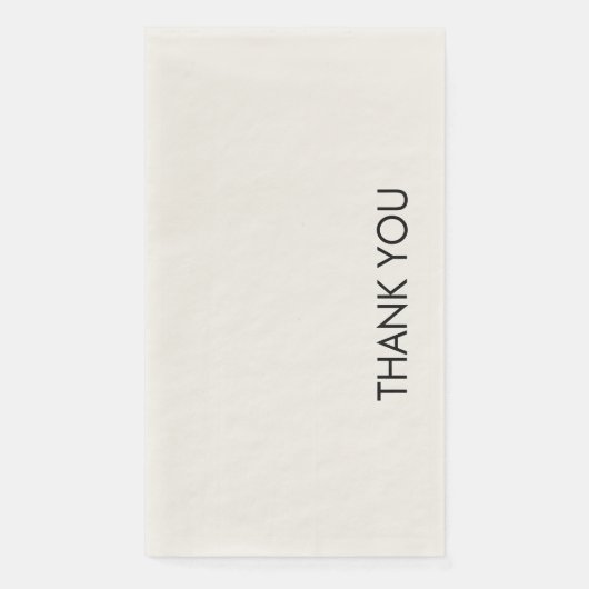 Serviette En Papier Merci texte personnalisable Simple Modèle Ecru (Devant)