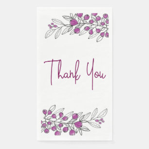 Serviette En Papier Merci Toutes Occasion Baies pourpres Feuilles
