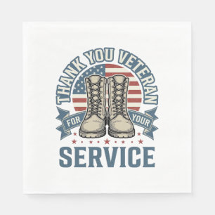 Serviette En Papier Merci Vétéran Patriotique Bottes Service Chemise_1