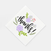 Serviette En Papier Merci violet  Feuille Mariage aquarelle (Coin)