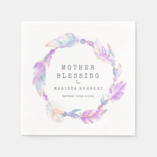 Serviette En Papier Mère Bienheureux perles et plumes boho