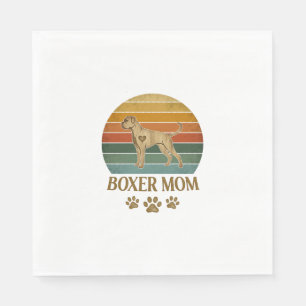 Serviette En Papier Mère Boxer Chien Rétro Coucher de soleil Empreinte