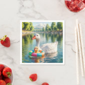 Serviette En Papier Mère Canard Blanc Avec Canard (En situation)