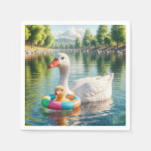 Serviette En Papier Mère Canard Blanc Avec Canard (Devant)