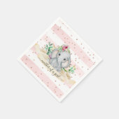 Serviette En Papier Mère d'une fille - Bébé Eléphant et Fleurs (Coin)