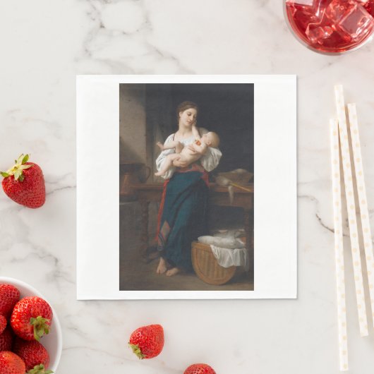 Serviette En Papier Mère et enfant (par Bouguereau) (En situation)