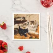 Serviette En Papier Mère et ses chatons (En situation)