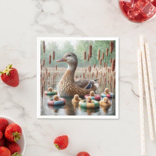 Serviette En Papier Mère Mallard Canard Avec Collier (En situation)