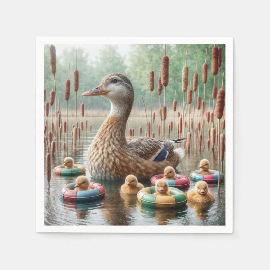 Serviette En Papier Mère Mallard Canard Avec Collier (Devant)