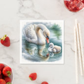 Serviette En Papier Mère Swan Avec Cygnet (En situation)