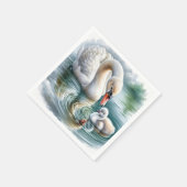 Serviette En Papier Mère Swan Avec Cygnet (Coin)