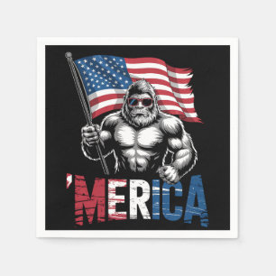 Serviette En Papier Merica Bigfoot Drapeau Américain Patriotique 4 Jui